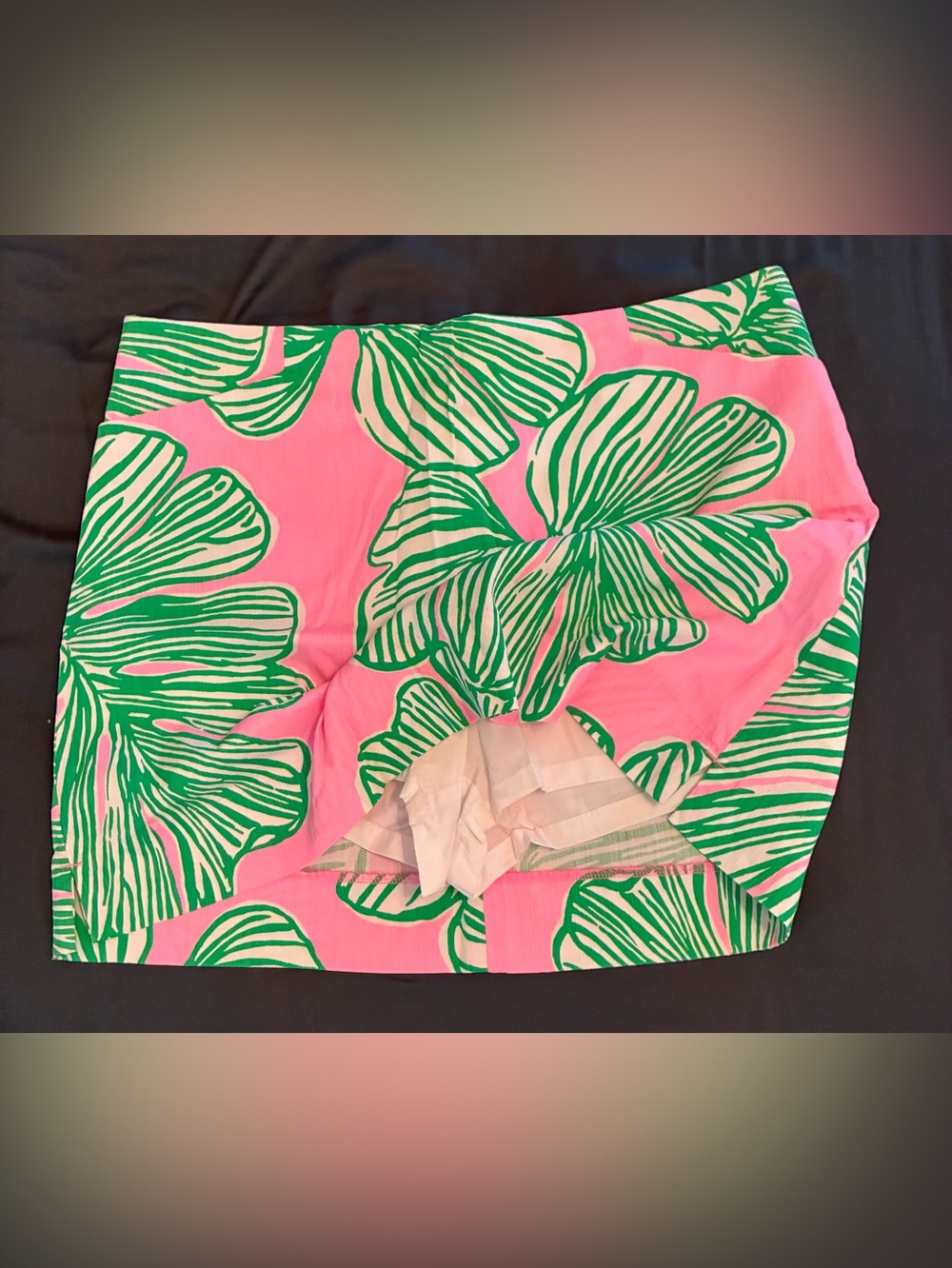 Lilly Pulitzer Pink with Green Leaf Print Skort